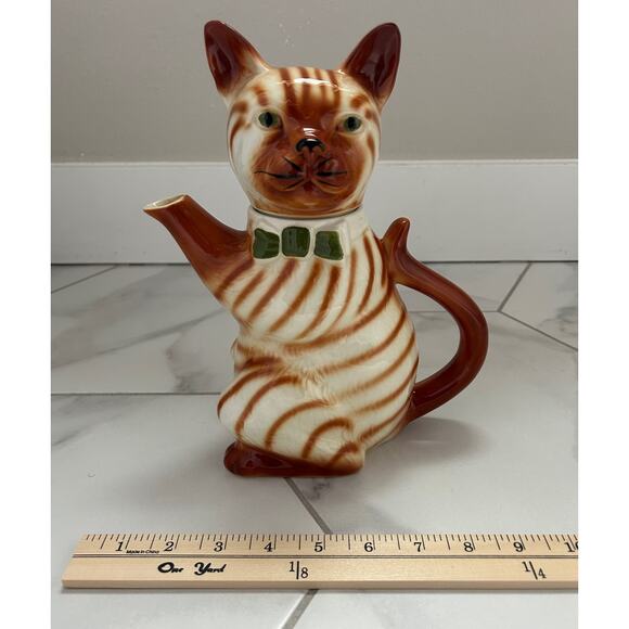 Vintage Novelty Ginger Tabby Cat Ceramic Teapot‎ Tea Pot Tony Wood Studios - Picture 7 of 8